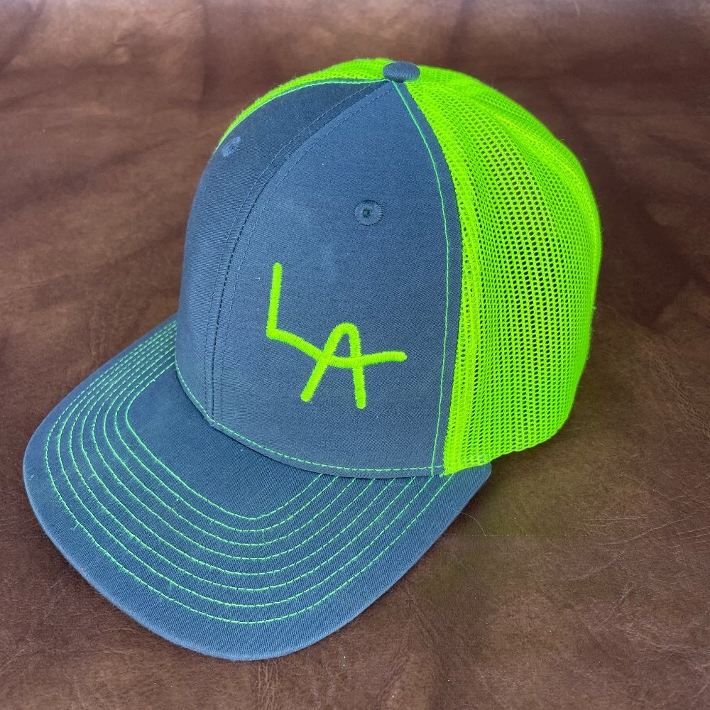 Richardson "La" Trucker Neon Yellow Mesh Gray Snapback Osfm Unisex